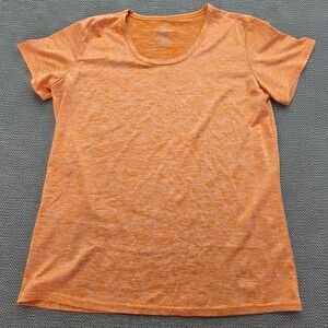 Real Essentials Womens M Orange Space Dye Activewear Scoop Neck Short Sleeve Tee